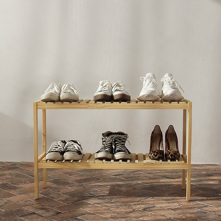 KỆ GIÀY DÉP GỖ THÔNG Dài 2 Tầng 80cm 2T800
