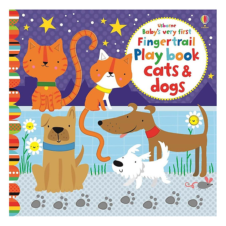 Sách Usborne Baby very first Fingertrail Play book cats and dogs