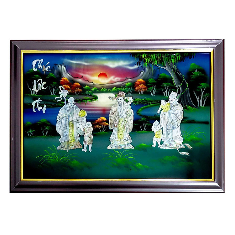Tranh sơn mài tranh phong thủy Phúc Lộc Thọ SM00008 60x40cm