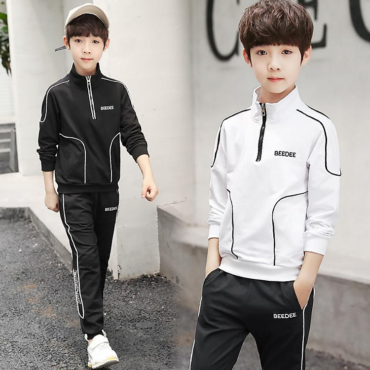 2Pcs/Set Kids Boys Girls Long Sleeve Zipper Pullover Top+Pants Sport Suit