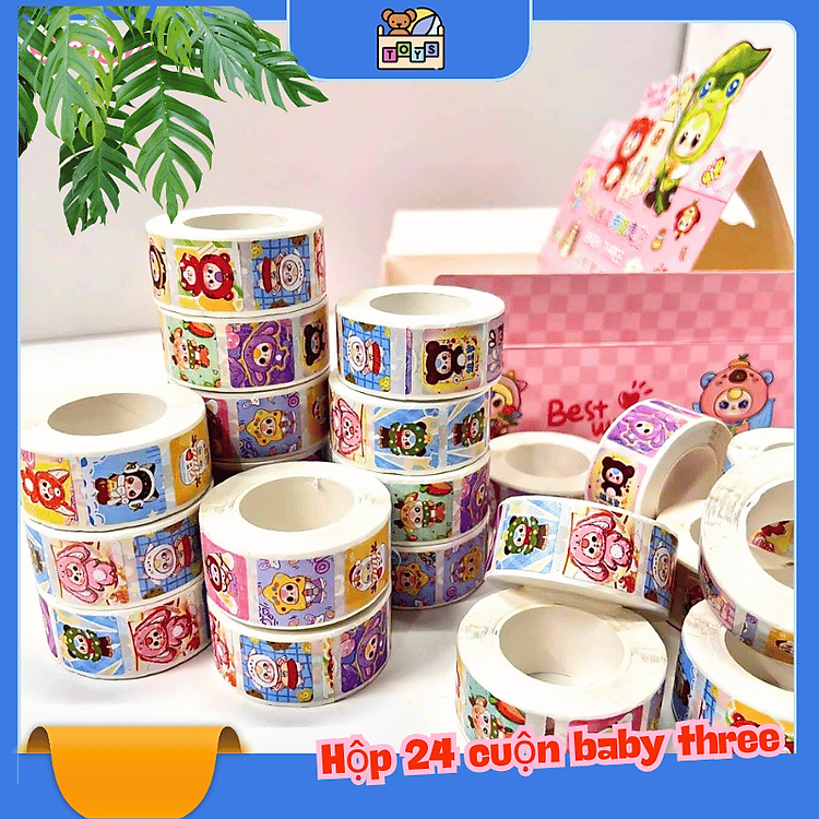 Hộp 24 cuộn sticker 500 nhãn Baby Three - Ảnh 2