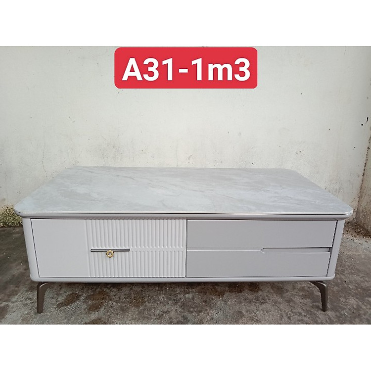 Bàn trà sofa Tundo mặt đá nhập khẩu xám trắng