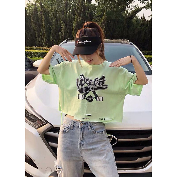 Áo Croptop Nữ Tay Lỡ Hockey