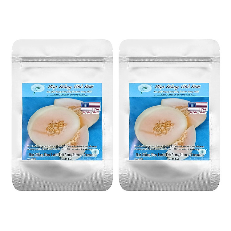 Bộ 2 Túi Hạt Giống Dưa Lưới Thịt Vàng Honey (Cucumis Melo) - 15 Hạt