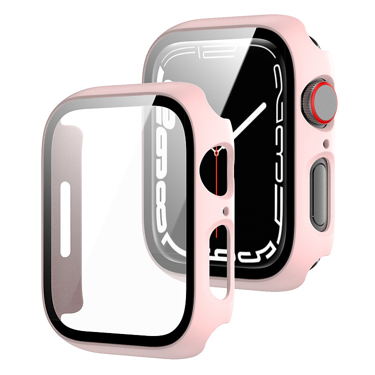 Ốp Case PC Mặt Kính Cường Lực cho Apple Watch Series 8 / Apple Watch Series 9 Size 41mm/45mm - Hàng Chính Hãng