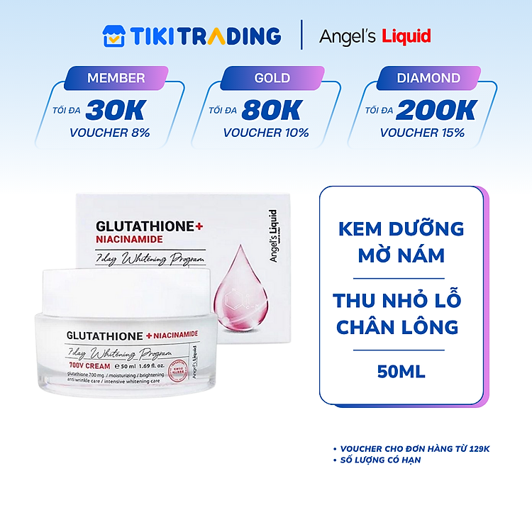 Mua Kem Dng H Tr Gim Thm Nm Angel's Liquid Glutathione + Niacinamide  7Day Whitening Program 700 V-Cream ti Tiki Trading | Tiki