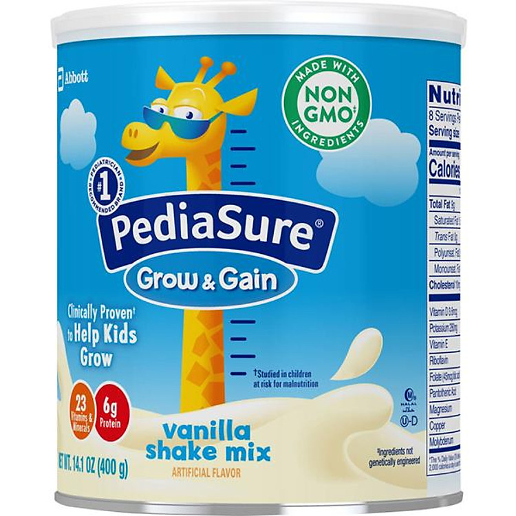 Sữa bột dinh dưỡng PediaSure Grow & Gain hương Vani 400gr (Mẫu mới - Non-GMO)