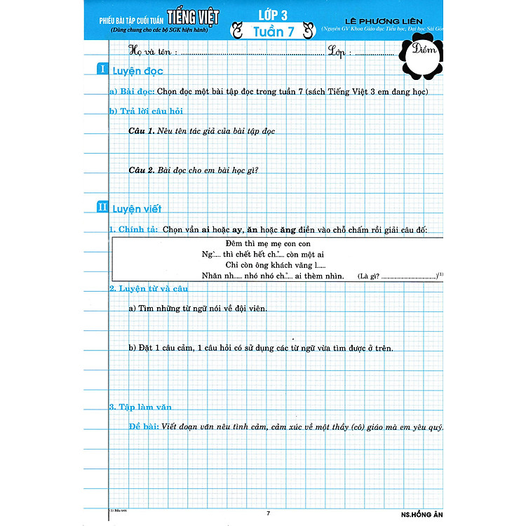 Phiếu Bài Tập Cuối Tuấn Môn Tiếng Việt Lớp 3 (Biên Soạn Theo Chương Trình GDPT Mới) - Ảnh 7