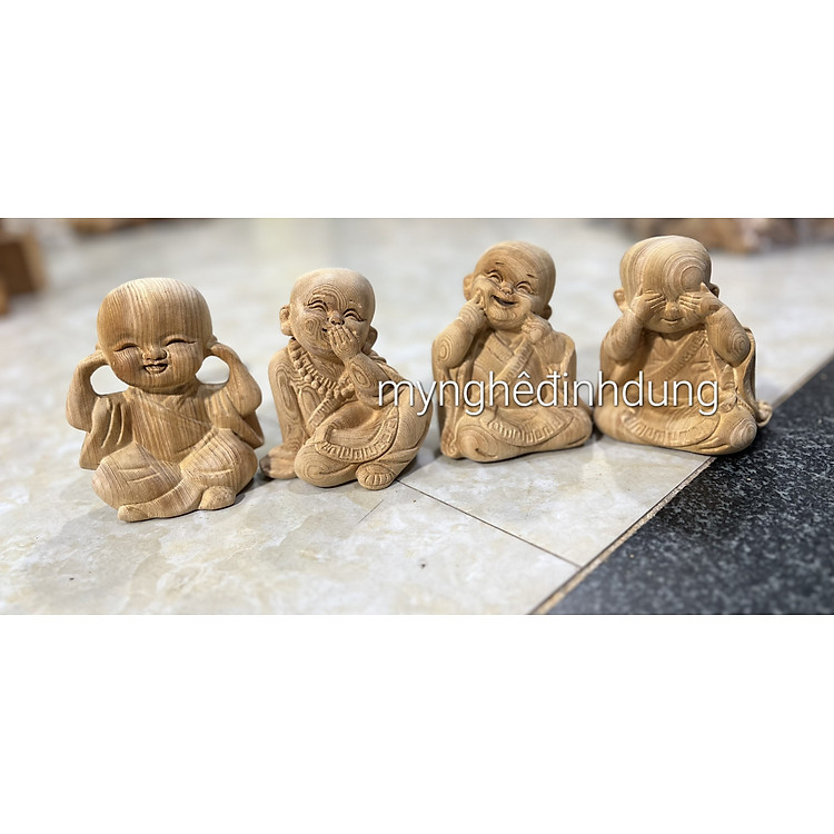 Tượng Tứ Không Bằng Gỗ Ngọc Am (9×8×6cm) - Ảnh 4