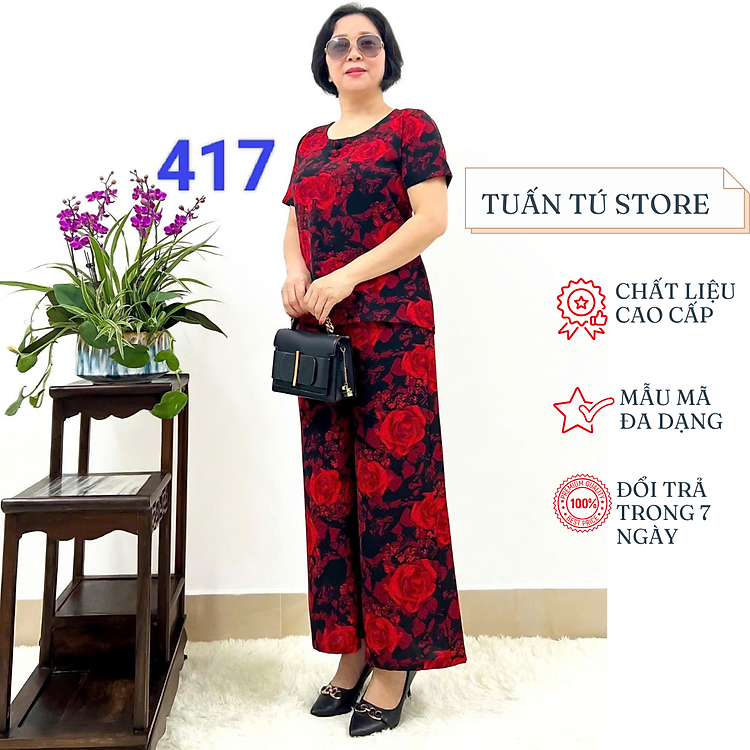 Đồ bộ trung niên cao cấp - lụa hàn châu siêu mềm, siêu mát - Sang Trọng và Quý Phái - Tuấn Tú Store