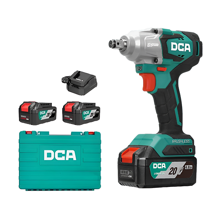 MÁY SIẾT BULONG KHÔNG CHỔI THAN DÙNG PIN 20V MAX/4AH*2 SẠC 2A DCA ADPB02-18MEM - HÀNG CHÍNH HÃNG