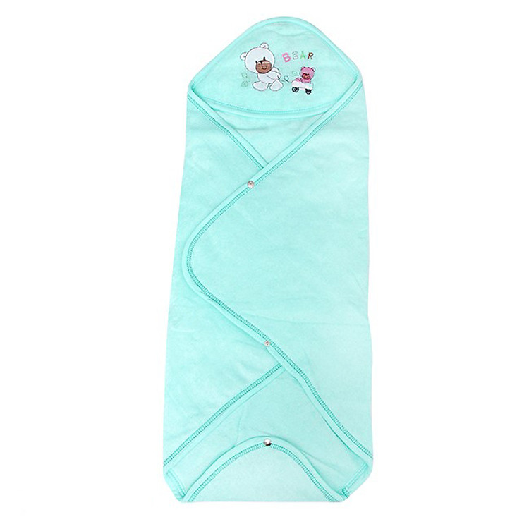 Khăn Trùm Ngủ Thêu Thú 2 Lớp Giữ Ấm Cho Bé Trai