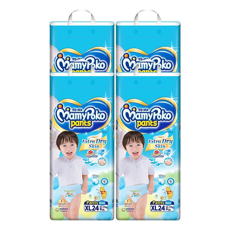 Combo 4 Gói Tã Quần Bé Trai Gói Lớn MamyPoko XL24 Gói (24 Miếng / Gói)