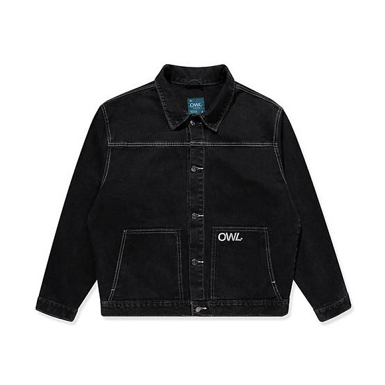 OWL BRAND Áo khoác jean nam dáng rộng đen wash -DENIM OVER JACKET OWL201021