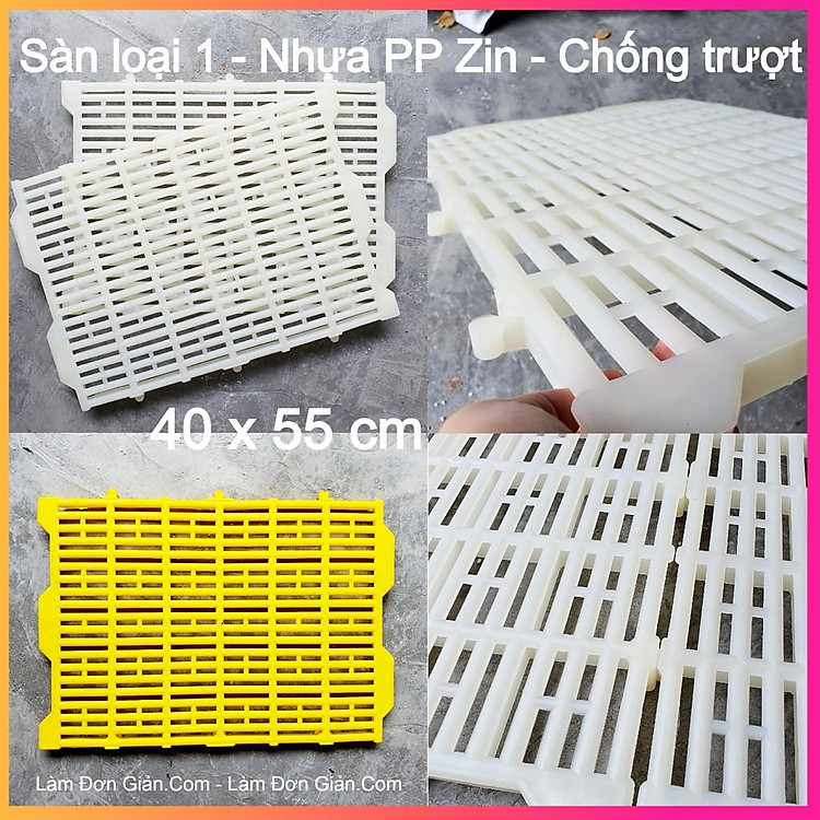 Combo 4 Tấm Nhựa Lót Sàn Chuồng Chó/Heo 40x55cm Bền Chắc Chống Trượt Nhựa PP Zin 100%