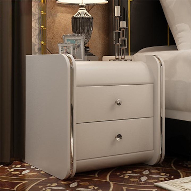 Tủ đầu giường bọc da có 2 ngăn kéo, táp đầu giường PUK003