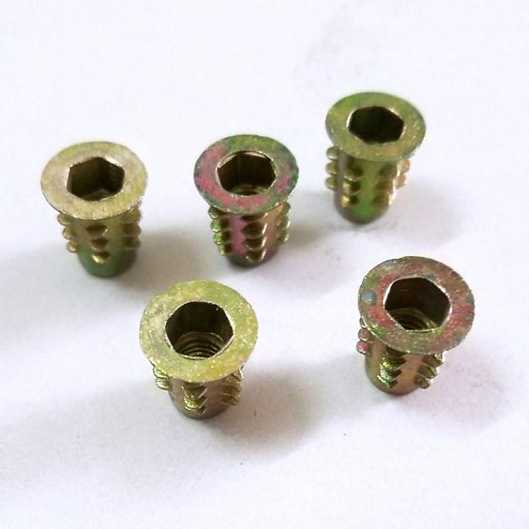 100 con ốc cấy gỗ M6x13, TÁN CẤY GỖ - ỐC CẤY GỖ CÓ VÀNH bịch 100 ốc