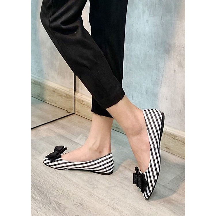 Giày búp bê sọc caro