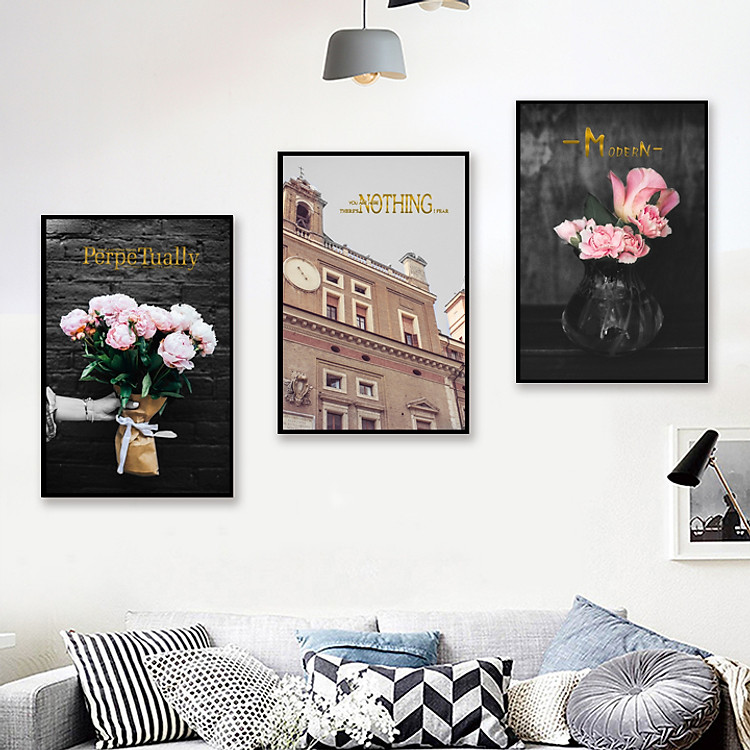 1 Khung tranh vải canvas hình hoa đẹp cỡ 30x45 ( tranh kèm khung y hình )