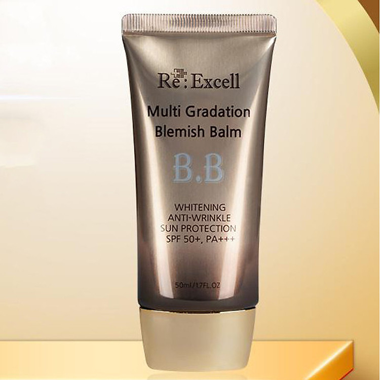 BBCream Re:Excell 4 in1 Hàn Quốc Multi Gradation Blemish Balm R&B kem nền, kem lót trang điểm, che phủ khuyết điểm, chống nắng, bật tone da sáng mịn tự nhiên, không bí bết, không lộ vân kem, 50ml