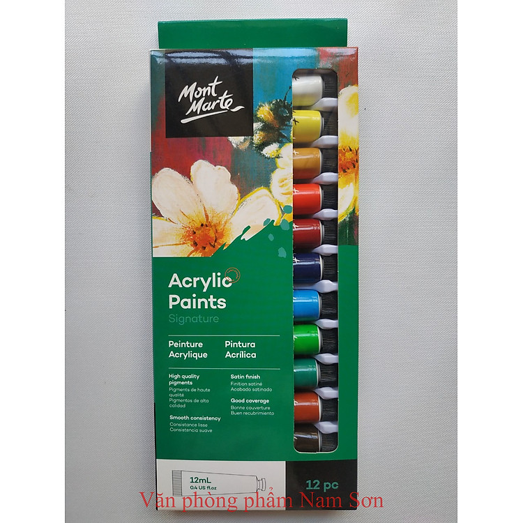 Màu Acrylic Mont Marte (12 màu x 12ml) - Ảnh 2