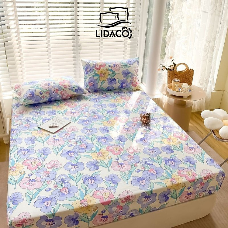 Bộ ga gối cotton 100% LIDACO hàng nhập loại dày mát, mặt vải đanh mịn đủ size nệm
