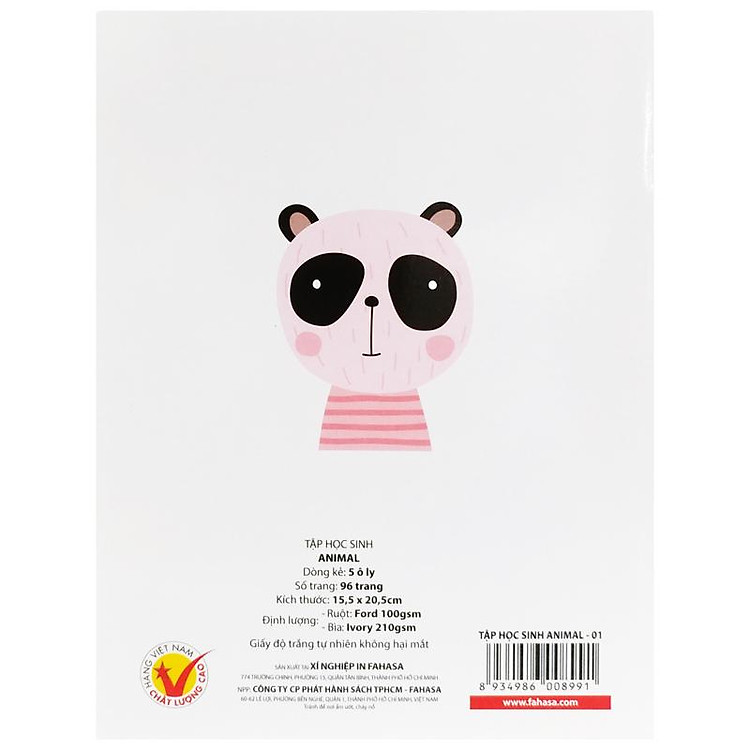 Tập Học Sinh Animal 5 Ô Ly 96 Trang 100gsm - Ảnh 4