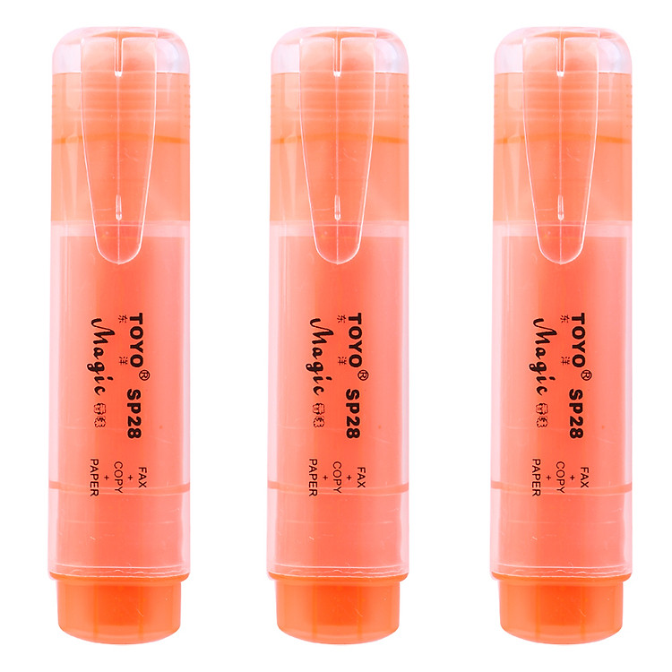 Vỉ 3 Cây Viết Dạ Quang Toyo – Cam