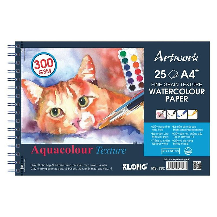 Sổ Vẽ Màu Nước KLONG A4+ (25 tờ, 300GSM) - Ảnh 4