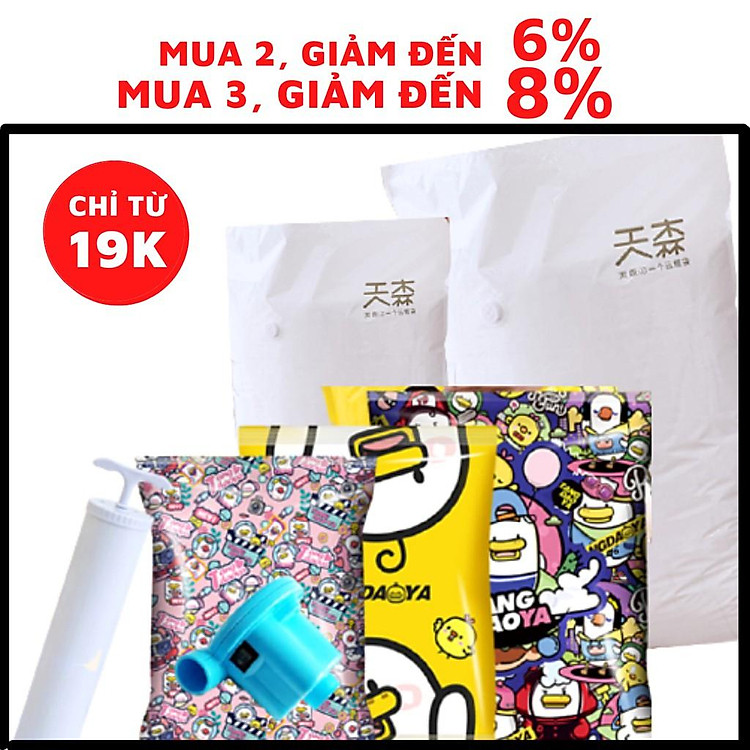 Máy hút chân không–Túi hút chân không đựng quần áo, chăn màn mền–Túi hút gọn gàng, chống mốc