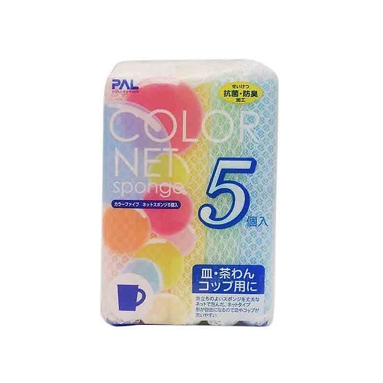 Set 05 miếng mút bọc lưới rửa chén bát tạo bọt - Nội địa Nhật Bản