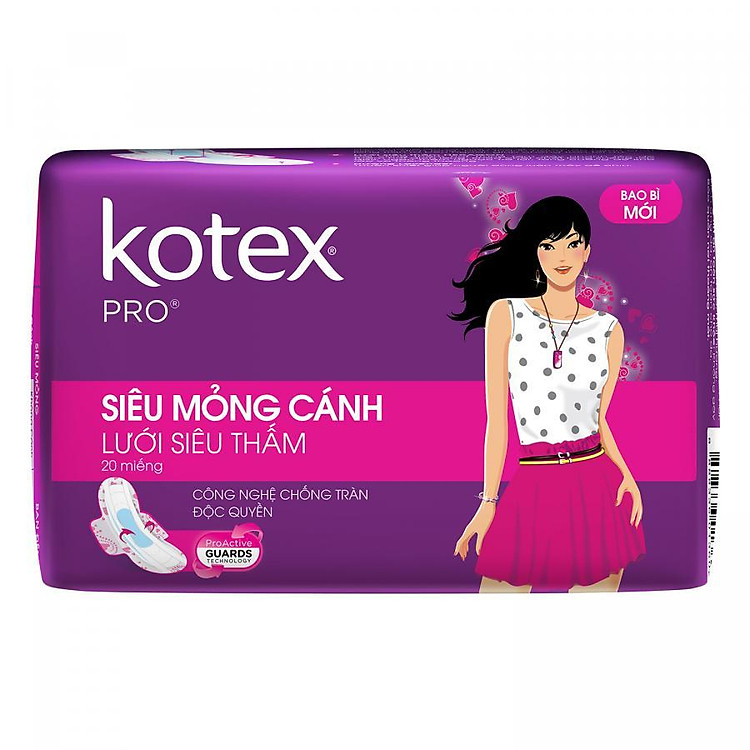Băng Vệ Sinh Kotex Pro Siêu Mỏng Gói Lớn 20*16