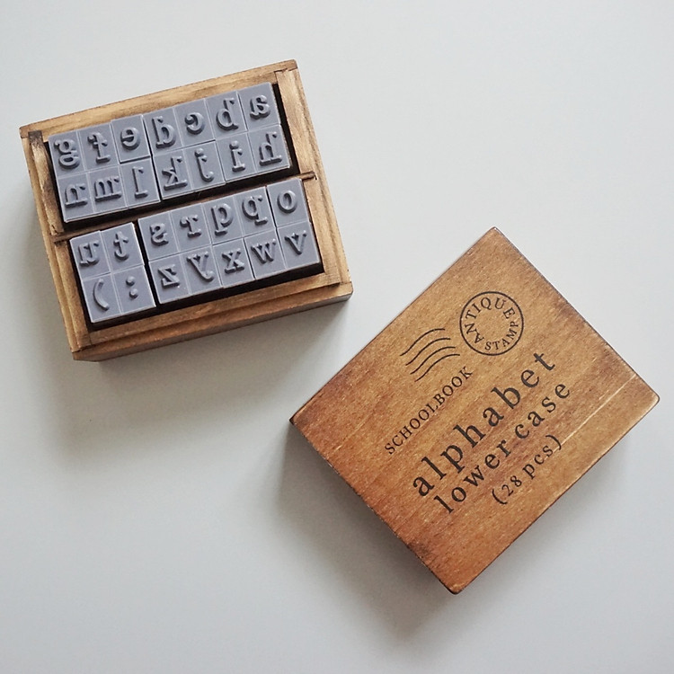 Bộ con 28 chữ cái Alphabet ink stamps trang trí sổ nhật ký, kế hoạch ST001