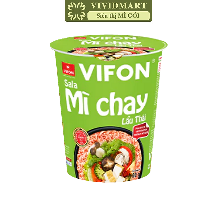 VIFON - Mì chay Sala Vifon ly hương vị lẩu thái, mì chay Sala ly Vifon, mì chay Sala Vifon lẩu thái ly (60g/ly)