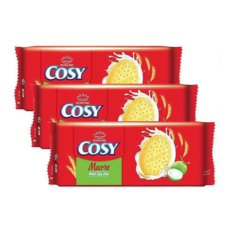 Combo 3 bánh quy dừa COSY Marie, gói 136g