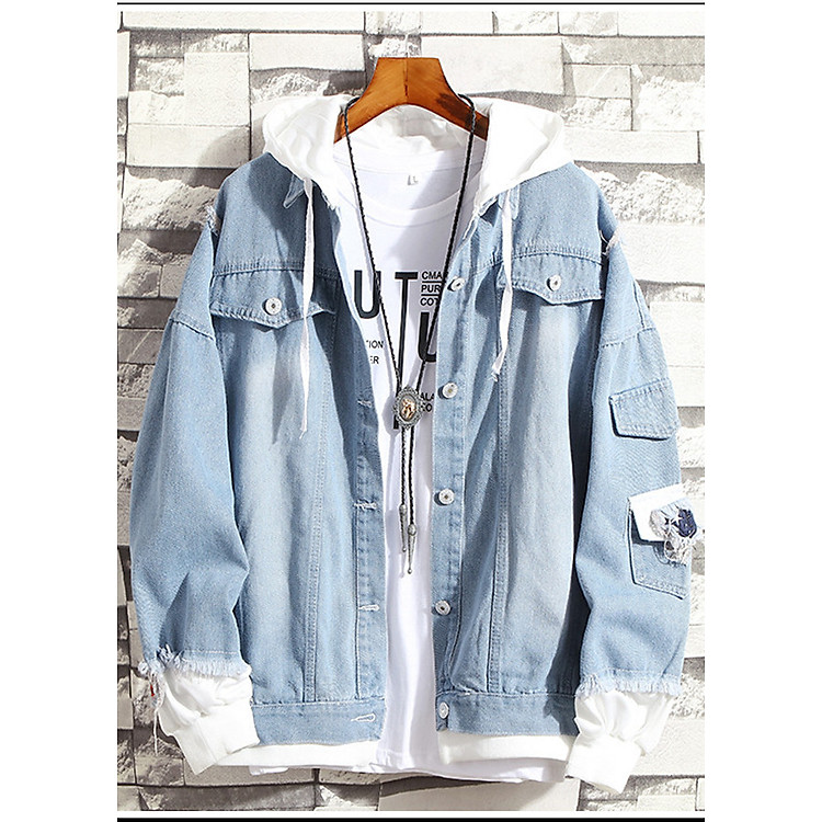 Áo khoác jean nam phong cách bụi có nón - 109
