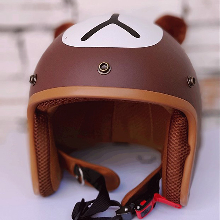 Mũ bảo hiểm 3/4 hình thú gấu brown