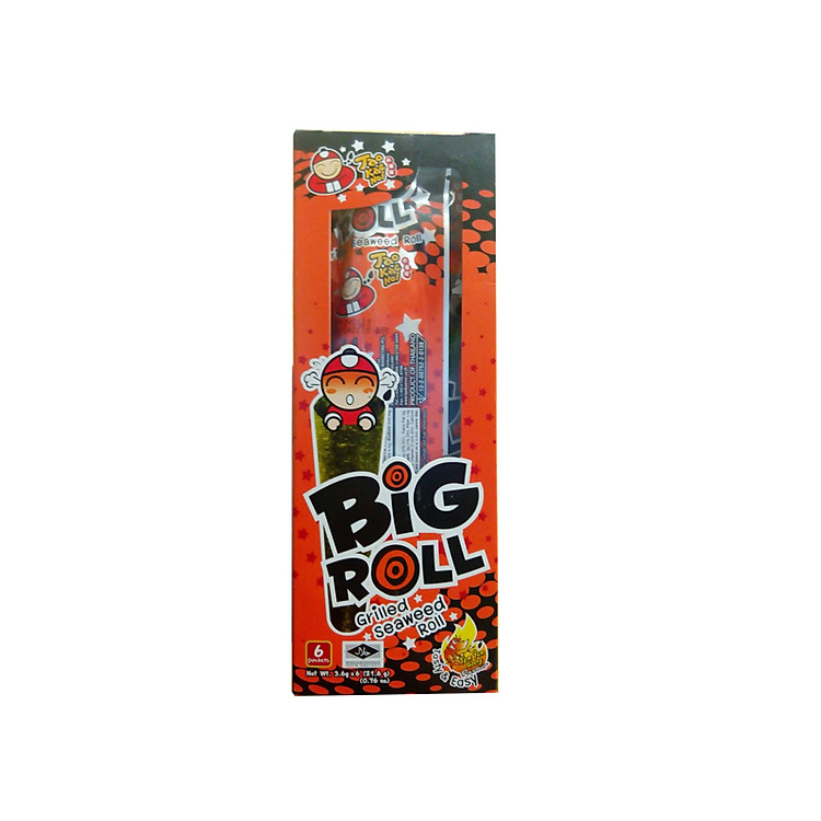 Hộp 6 gói Snack rong biển Tao Kae Noi Big Roll vị Chua cay (3,6g)
