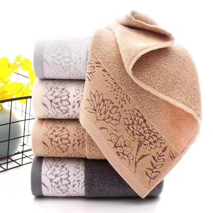 Khăn mặt cotton 100 siêu thấm nước hoa văn chìm sang trọng 35x75cm 100g-144