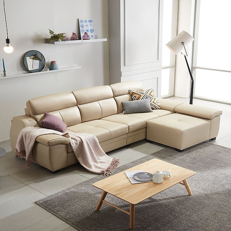 SF305 - GHẾ SOFA DA THẬT 4 CHỖ NGỒI KÈM ĐÔN