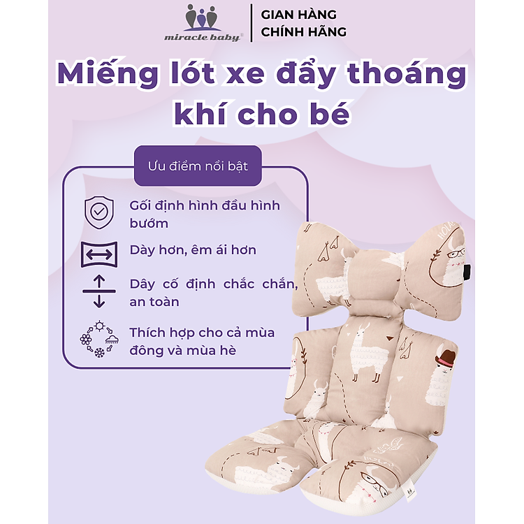 Miếng lót xe đẩy MiracleBaby Gấu Đen Chính hãng Ưu đãi - Hình ảnh 2
