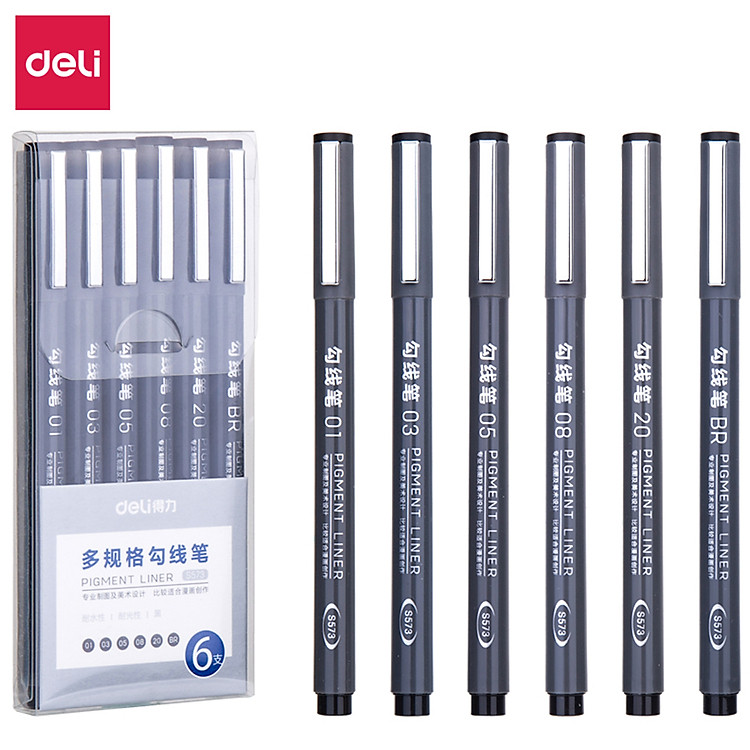 Bộ Bút Đi Nét Kỹ Thuật Nhiều Cỡ Ngòi Màu Đen (6 chiếc) - Ảnh 2