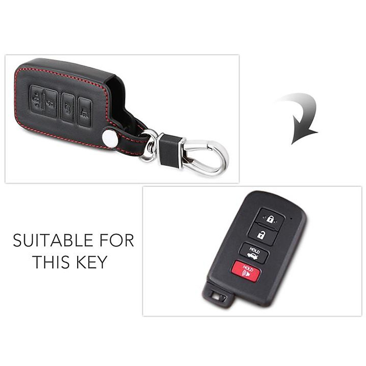 Bao da 3D bảo vệ chìa khóa xe dành cho Toyota Corolla Altis 2019 kèm móc đeo Inox