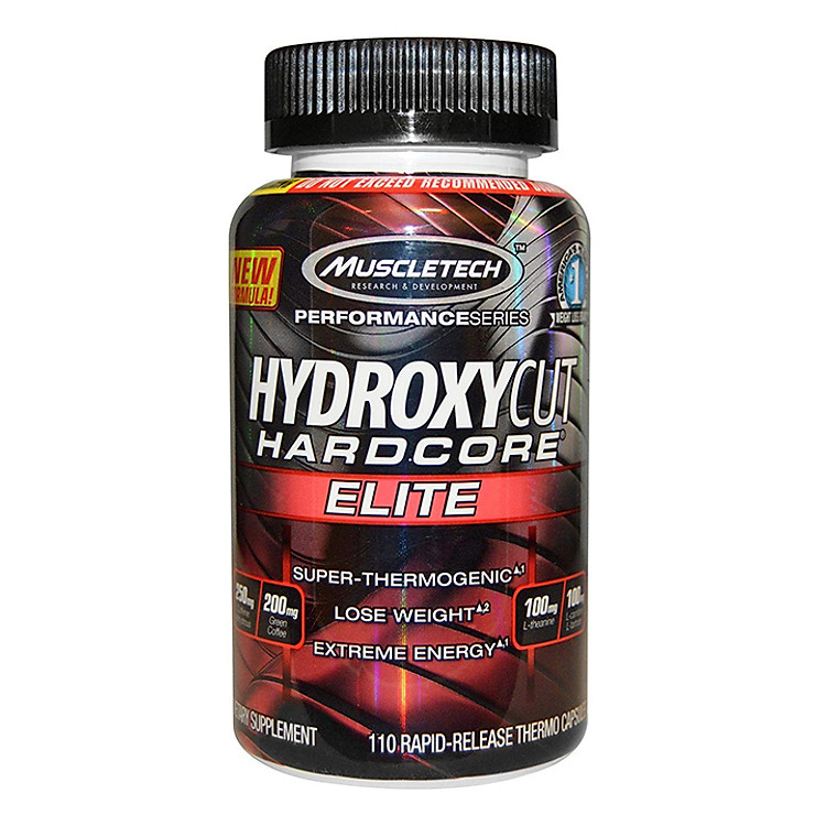 Thực phẩm bổ sung viên đốt mỡ giảm cân Hydroxycut Hardcore Elite của MuscleTech hỗ trợ giảm cân, giảm mỡ bụng mạnh mẽ cho người tập GYM và chơi thể thao