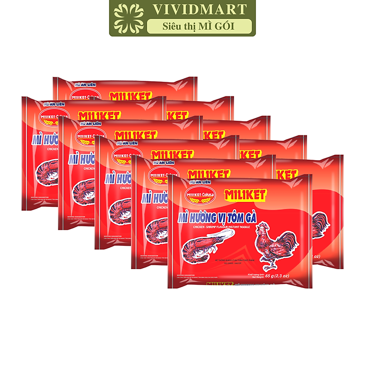 COLUSA - Mì Miliket hương vị Tôm gà, Miliket mì tôm gà Miliket, Mì ăn liền Miliket, Mì gói Miliket (80g/gói)