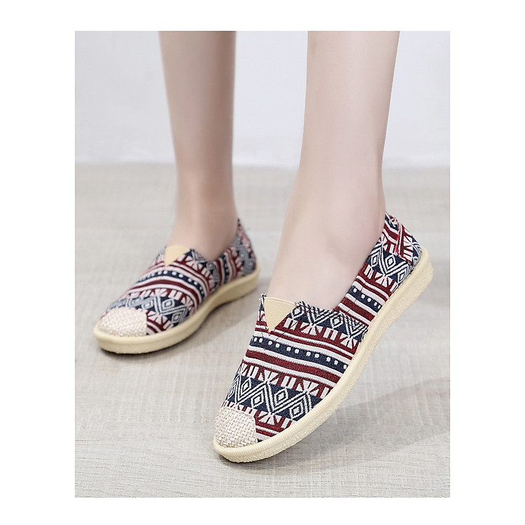 Giày Lười, Slip-On, Tom Nữ Vải In Họa Tiết Dễ Thương 3Fashion Shop - 3147