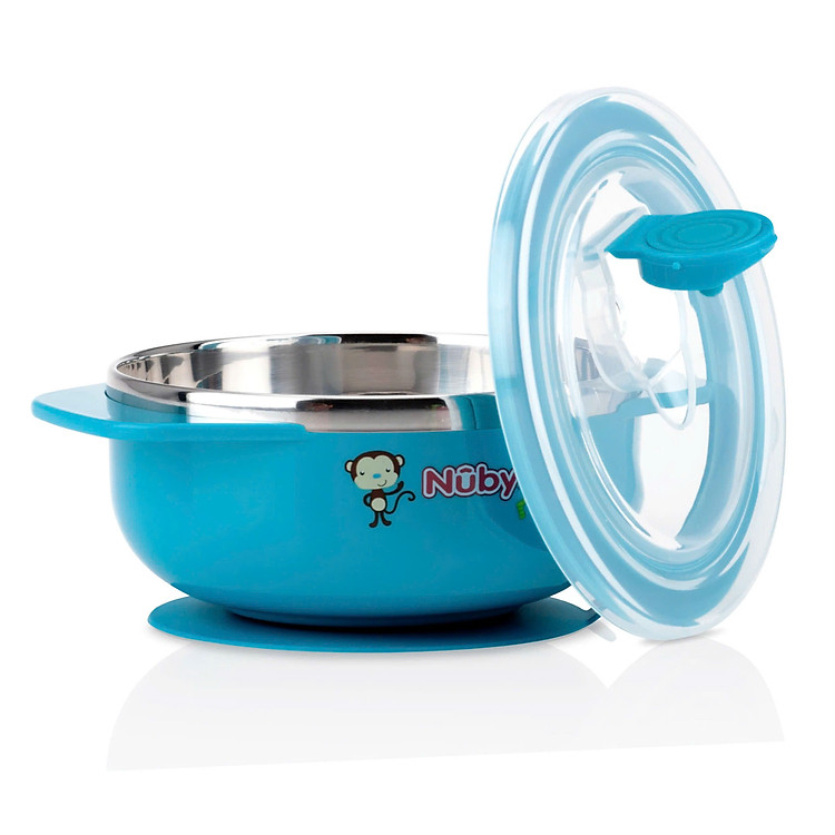 Bát ăn dặm giữ nhiệt Nuby màu xanh Chính hãng Giá rẻ - Hình ảnh 4
