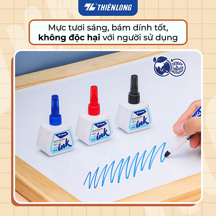 Mực bút lông bảng Thiên Long WBI-01 - Màu Xanh - Ảnh 2