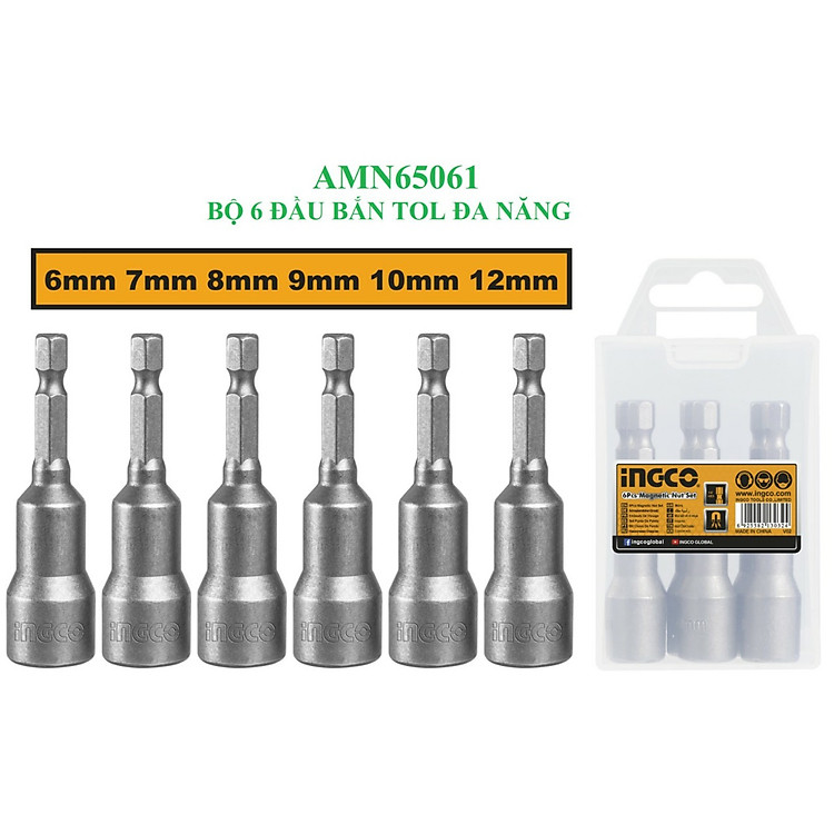 Bộ 6 đầu bắn tol đa năng INGCO AMN65061