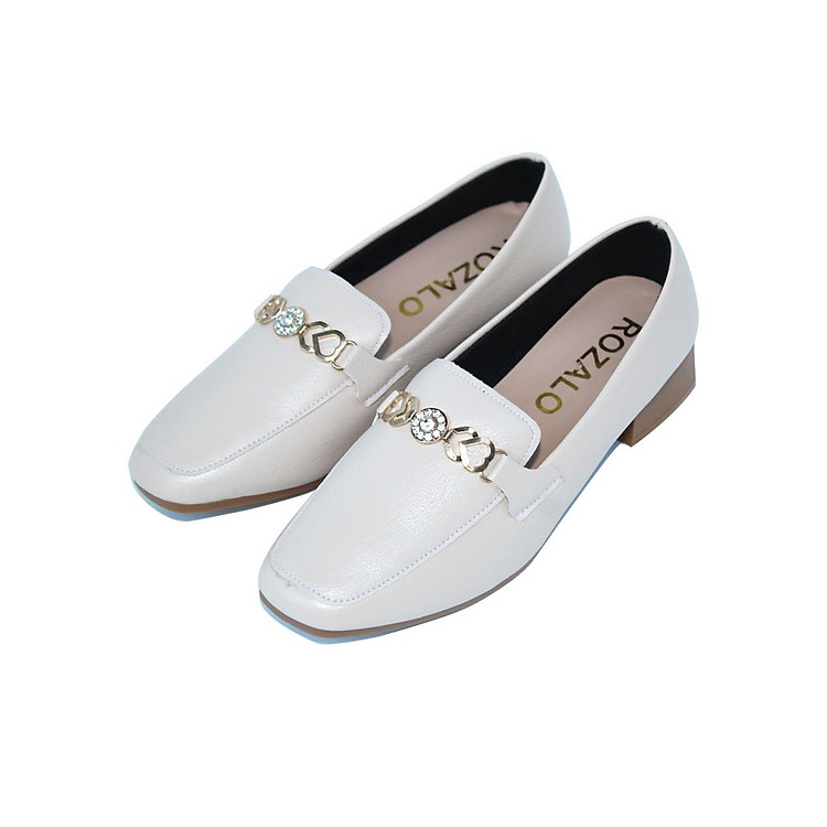 Giày lười nữ loafer mũi vuông đế cao 3P Rozalo R5912